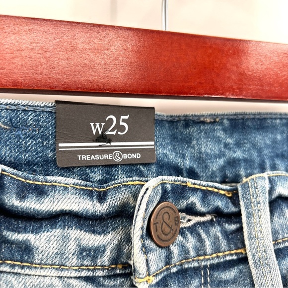 NWT TREASURE & BOND Woman's Patchwork Artsy Gravel Medium Remade Jeans Size 25 - Picture 6 of 15